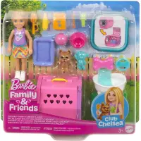 Chelsea Welpentrage-Spielset, kleine Puppe und Transportbox mit Hündchen-Zubehör, Modepuppe, Weiblich, 3 Jahr(e), Mädchen, 78 mm, 250 g