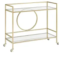 Beliani Servierwagen Transparent und Gold Glas rechteckig mit Rollen Metallgestell glamourös moderne Ablagemöglichkeit für Küche Terrasse Wohnzimmmer