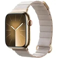 Crong Eclipse – Apple Watch Leder-Magnetarmband 38/40/41 mm (Beige)