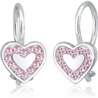 Elli Paar Ohrstecker "Ohrstecker Herz Glas Kristalle Rose 925 Sterling Silber"