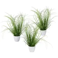 Creativ Green Kunstgras "Grasbusch" 3er Set, im dekorativen Kunststofftopf