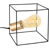 Näve Tischleuchten - Tischleuchte "CANTO" s: 16cm, Tischlampe im Industrial Style, aus Metall und Kunststoff in schwarz, 16 cm hoch, Ø 16 cm, E27-Fassung – Schnurschalter