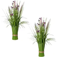 Creativ Green Kunstgras "Stehgras-Busch mit Blüten"