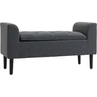 HOMCOM Sitzbank mit Stauraum Belastbar Gummiholz Dunkelgrau 116 x 44 x 58 cm
