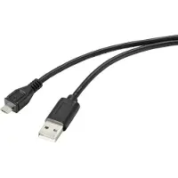 Renkforce RF-4716836, 2 m, USB A, Micro-USB B, USB 2.0, 0,48 Gbit/s, Schwarz