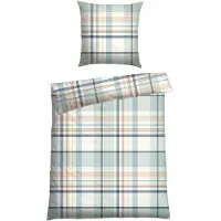 Schiesser Bettwäscheset Ezra | Kariert | Renforcé | 2-teilig | 100% Baumwolle | Angenehm weich & glatt | YKK-Reißverschluss | 135x200 cm + 80x80 cm | Hellpetrol