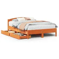 vidaXL Massivholzbett ohne Matratze Wachsbraun 120x190 cm Kiefernholz