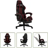 The Living Store Gaming-Stuhl mit Fußstütze Schwarz und Weinrot Kunstleder