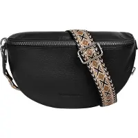 Bruno Banani Gürteltasche "Damen echt Leder", Damen, Gr. B/H/T: 27cm x 15cm x 9cm onesize, schwarz, Leder, leicht glänzend, unifarben, Taschen Gürteltasche, echt Leder