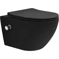 LuxeBath Spülrandloses Wand Hänge-WC mit Bidet-Funktion, Schwarz, lang, Tornadospülung