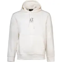 Armani Exchange für Herren. XM000369AF10818U0009 Weißes laminiertes Kapuzensweatshirt aus Baumwoll-Polyester-Stretch mit weißer Kapuze (