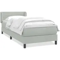 vidaXL Boxspringbett mit Matratze Hellgrau 80x220 cm Samt