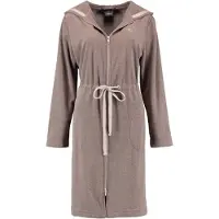 Cawö Bademantel 821 Kapuze Kordelzug & Reißverschluss Beige Damen-XS