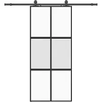 vidaXL Schiebetür mit Beschlag Schwarz 90x205 cm Hartglas