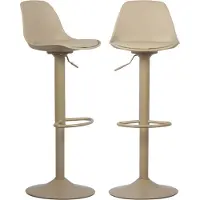 Sweeek - 2er Set verstellbare Barhocker mit Sitzbezug aus Kunstleder - Cappuccino