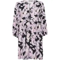 Kaffe Midikleid "Damen Kleid KAvictoria", Damen, Gr. 36, N-Gr, schwarz (schwarz, pink graphic strokes), Obermaterial: 80% Viskose CV. 20% Polyamid PA., Kleider Midikleid