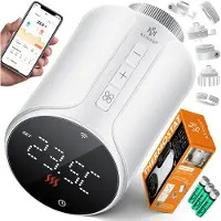 Kesser Heizkörperthermostat Heizungsregler Heizungsthermostat WLAN Smart Home App & Sprach-Steuerung Thermostat 6 Heizkörperventile rund Weiß