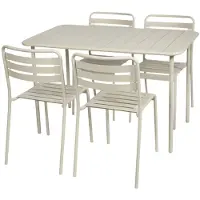 Sweeek - Gartentisch + 4 Stühle aus Stahl - Beige