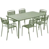 Sweeek - Gartentisch aus Stahl 2 Sessel und 4 Stühle - Grün