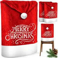 Kesser Premium Weihnachtsstuhlüberzug Set Stuhlhussen für Weihnachten Nikolausmütze Stuhlbezug Husse Weihnachtsdeko für Stühle Überzieher - Stuhlabdeckung im weihnachtlichen Design