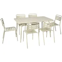 Sweeek - Klappbarer Gartentisch aus Stahl mit 6 Stühlen - Beige