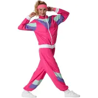 TecTake dressforfun - Damenkostüm Retro 80er 90er Jogginganzug - rosa, L - Kostüm Karneval - Halloween - Verkleiden - Partykleidung - Karnevalskleidung - Party - Partykleidung