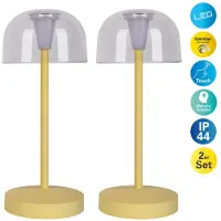 Naeve 2er-Set: LED-Tischleuchten "Gomba" in Gelb - EEK F (A bis G) | Gr.: onesize