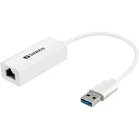 Sandberg USB3.0 Gigabit Network Adapter, IEEE 802.3x, Weiß, 1 Stück(e), 89 mm, 19 mm, 193 mm