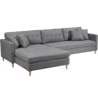 Ebuy24 Marino Deluxe Chaiselongsofa rechts oder links gewendet mit Kissen Stoff grau.