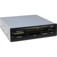 Inter-Tech CI-02, CF, CF Typ II, MMC, MS Duo, MS Micro (M2), MS PRO, MS PRO Duo, Speicherstick (MS), MicroDrive,..., Schwarz, 3.5 Zoll, 480 Mbit/s, Daten, Leistung, USB 2.0