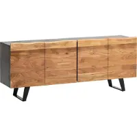 FineBuy Sideboard Anrichte Holz Massiv 180 cm Kommode Standschrank Baumkante