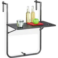 Relaxdays Balkonhängetisch klappbar, 3-fach höhenverstellbar, Tischplatte in Holz-Optik B x T: 59,5 x 36 cm, schwarz