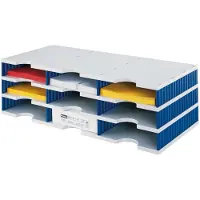 Styro Sortierstation styrodoc Standard, DIN C4, 3 Etagen/3-reihig/9 Fächer, grau/blau