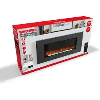 Edco Kaminofen Elektrisch Vancouver – Elektrokamin Heizung 94 x 48 x 12 cm – LED Kamin Flammeneffekt – Elektrischer Kamin mit Thermostat Heizung, Timer, Fernbedienung – 2000W – Schwarz