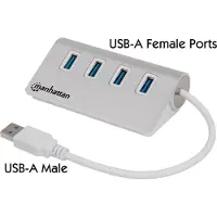 Manhattan Hub 4-Port 4xUSB3.0 Alu Strom: USB