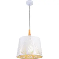 Maytoni Lantern Pendelleuchte MOD029-PL-01-W 1xE27, Weiß, aus Metall und Holz, exkl. Leuchtmittel