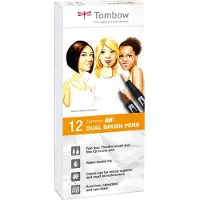 Tombow ABT, 12 Stück(e), Mehrfarbig, Pinsel/feine Spitze, Rund, Tinte auf Wasserbasis, Box