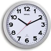 MAUL Wanduhr MAULstep Ø 30 x 5 cm funkgesteuert Kunststoff 1 x AA (1.5 V) silber