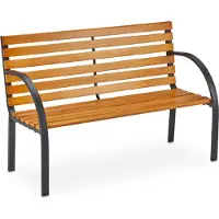 Relaxdays Gartenbank, 2-Sitzer, Hartholz Streben, Stahl, Outdoor, Balkon & Terrasse, Bank, HBT 84 x 122 x 60 cm, natur