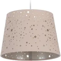 Relaxdays Kinderzimmerlampe Sterne, hängende Schirmlampe für Mädchen, Sternenhimmel Motiv, E27, runder Stoffschirm, rosa