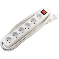 THORKILD LARSEN Stikkontaktd?se 6 runde med jord med 3 m ledning og afbryder 10A 250V hvid