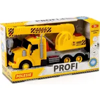 Polesie Kranwagen Kinder Spielzeug LKW PROFI gelb Schwungrad Fahrzeug mit Licht Sound