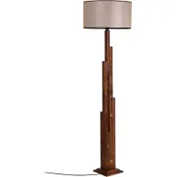 Opviq , Kule Ceviz Ahşap Lambader Silindir Koyu Hasır Abajurlu, Stehlampen, Nussbaum, Holz, 45 x 45 x 160 cm