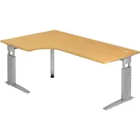 Hjh OFFICE PRO UNDA 82 S - 200 x 120 Buche/Silber höhenverstellbar
