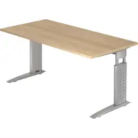 Hjh OFFICE PRO UNDA 16 S - 160 x 80 Eiche/Silber höhenverstellbar
