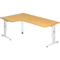 Hjh OFFICE PRO MEGA 82 W - Holz C-Fuß Silber 200 x 120 höhenverstellbar Buche/Weiß