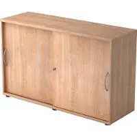 Hjh OFFICE PRO BETA 1752S - Nussbaum 2 OH Schiebetürenschrank Bogengriff Metall