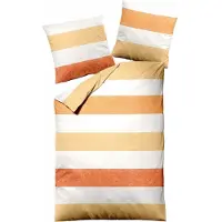 TRAUMSCHLAF Bettwäsche Biber Streifen orange 200x220 cm + 2x 80x80 cm