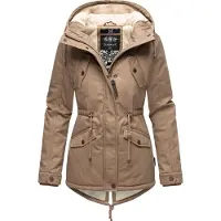 MARIKOO Winterjacke "Manolya" mit Kapuze stylischer Kurzmantel mit weichem Teddyfell-Futter