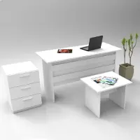 Skye Decor , Vo9-W, Büromöbel-Set, Weiß, 100 % MELAMINBESCHICHTETE SPANPLATTEN, 140 x 60 x 73,8 cm